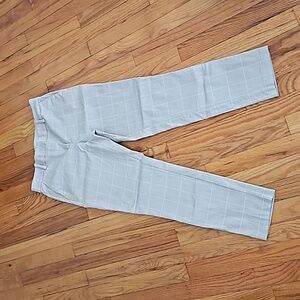 H&M SKINNY DRESS PANTS WOMEN'S SIZE 8 BEIGHE PLAID GREAT SHAPE STRETCHY WAIST